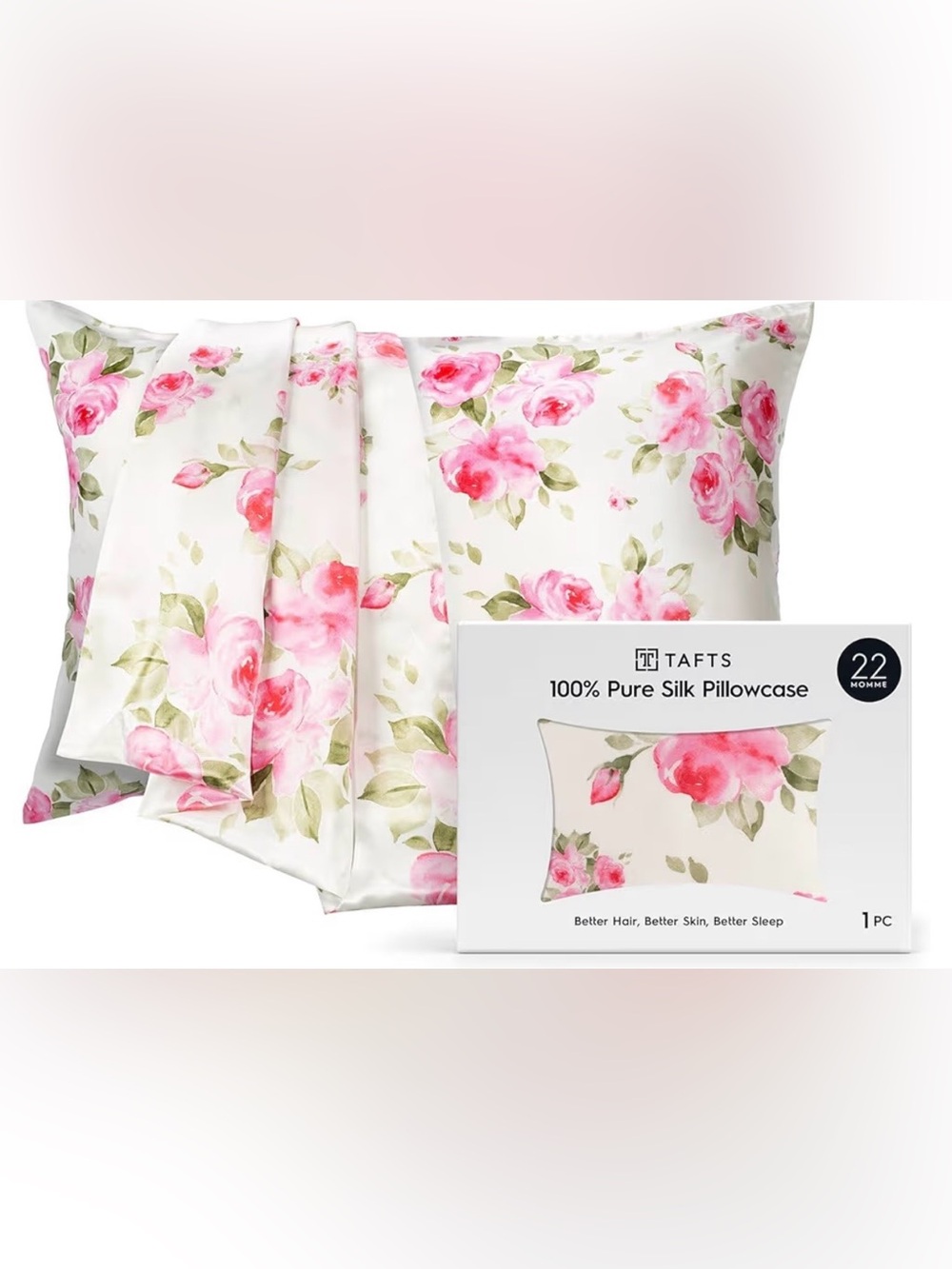 22mm 100% Pure Mulberry Silk 2 Pillowcases for Hair & Skin in Rose for a King